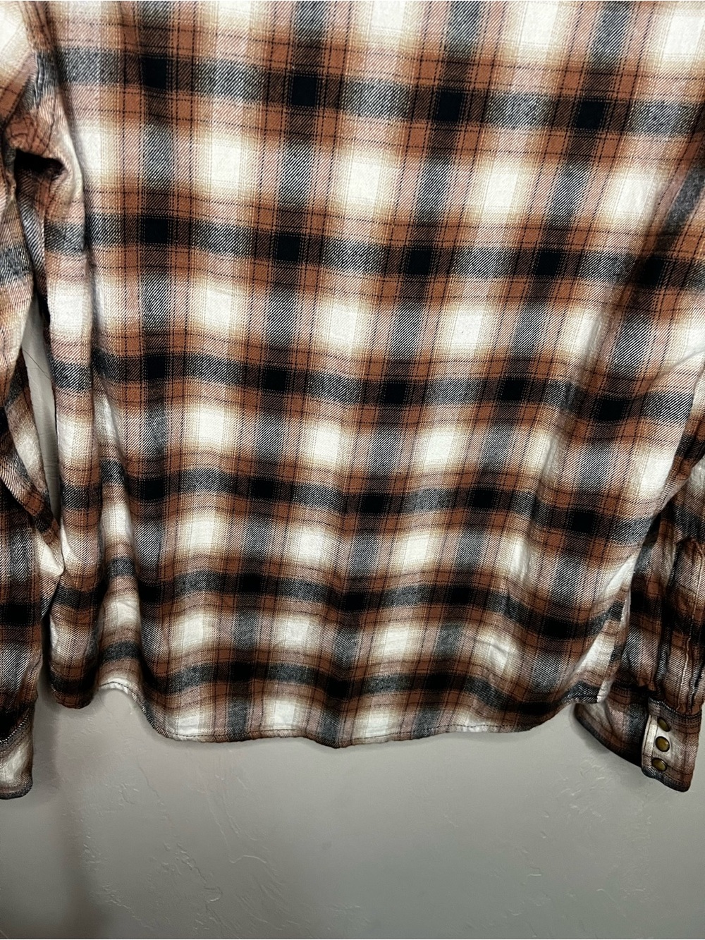 Wrangler Retro Brown Plaid Pearl Snap Flannel Western Cowboy Long‎ Sleeve Shirt - Picture 11 of 11